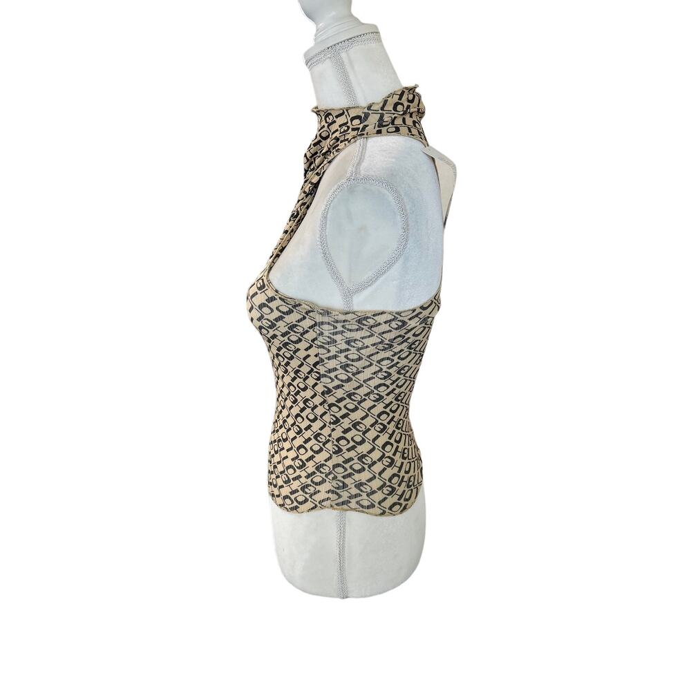 NWT Urban Outfitters Alba Halter Top Black Beige Printed Racerback Size Small - Picture 5 of 14